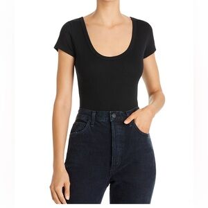 Agolde Ribbed Short Sleeve Ribbed Bodysuit